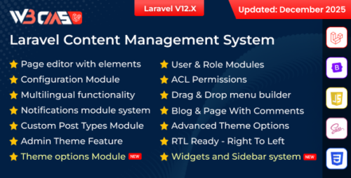 W3CMS-Laravel v2.6 - Content Management System Script