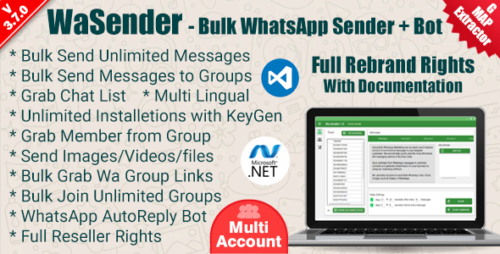 WaSender Bulk WhatsApp Sender + Group Sender + WhatsApp Auto Reply Bot v3.7.0