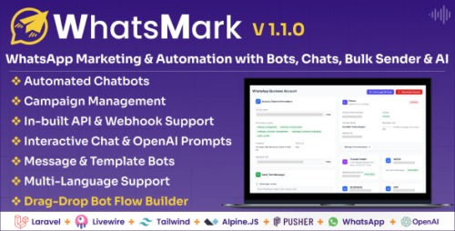 WhatsMark v1.1.0 – WhatsApp Marketing And Automation Platform with Bots, Chats, Bulk Sender & AI