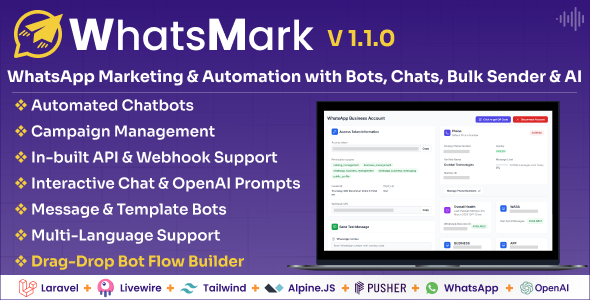 WhatsMark v1.1.0 – WhatsApp Marketing And Automation Platform with Bots, Chats, Bulk Sender & AI
