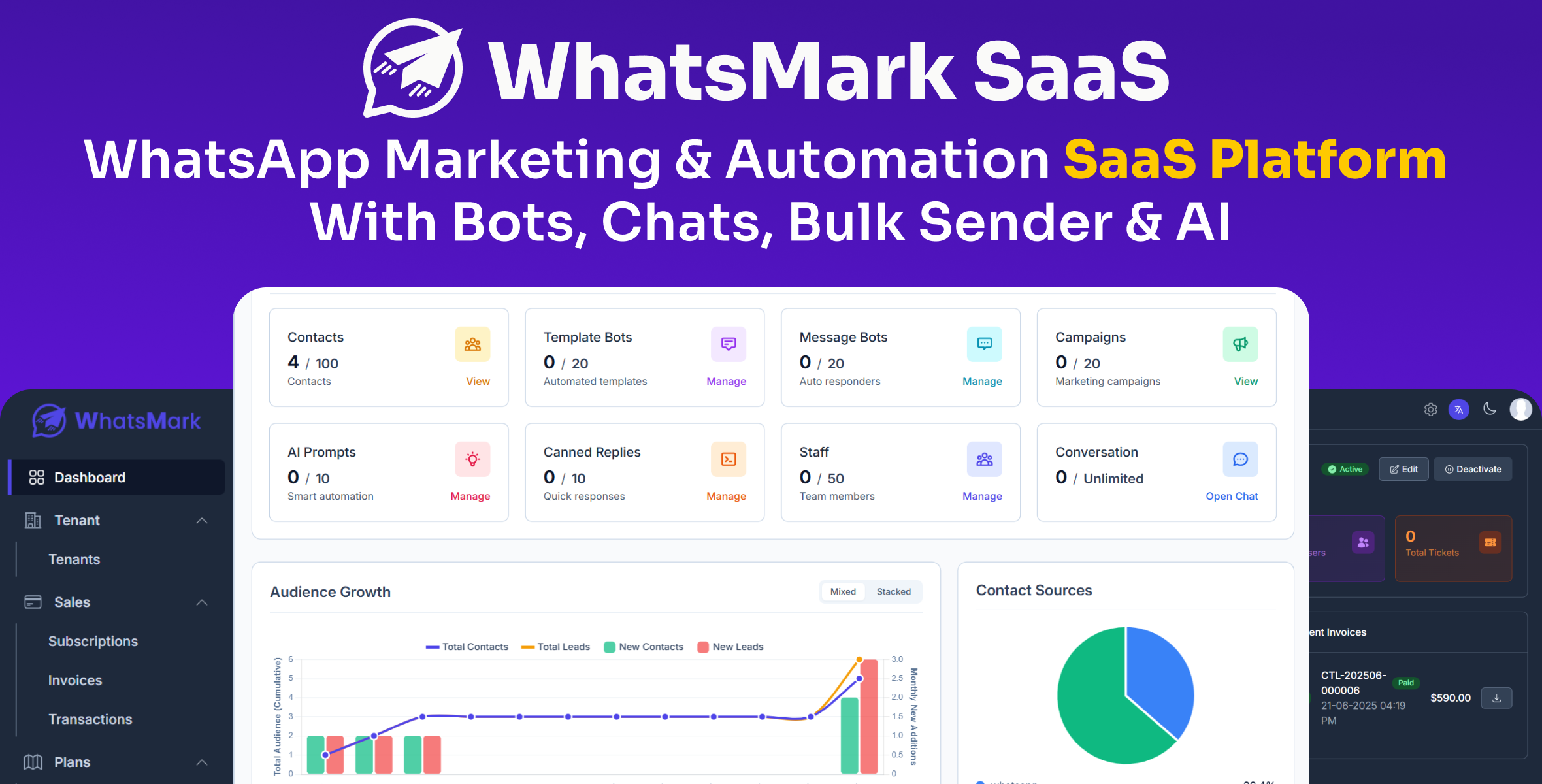 WhatsMarkSaaS v1.3.5 - WhatsApp Marketing & Automation SaaS Platform with Bots, Chats, Bulk Sender & AI