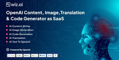 WizAI v1.5 – OpenAI Content, Image, Translation, ChatBot, and Speech to Text Generator SaaS Platform