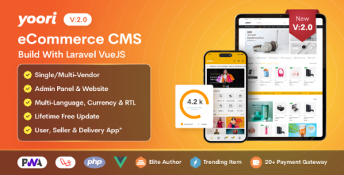 YOORI v2.0 – eCommerce Single & Multi-Vendor PWA Marketplace CMS Nulled