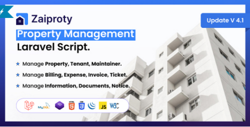 Zaiproty v4.6 – Property Management Laravel Script + 4 Addon Nulled