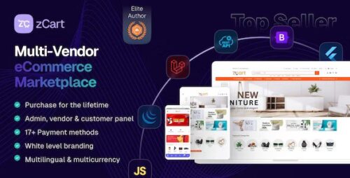zCart v2.19.0 – Multi-Vendor eCommerce Marketplace + Customer App + 6 Addons Nulled