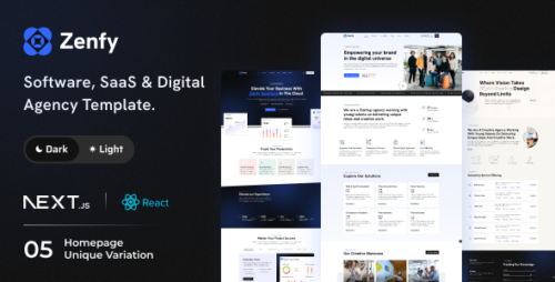 Zenfy - Software, SaaS Digital Agency React Next JS Template