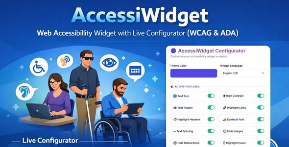 AccessiWidget - WCAG 2.1 AA ADA Compliance Accessibility Widget with Configurator AccessiWidget - WCAG 2.1 AA ADA Compliance Accessibility Widget with Configurator