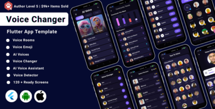 AI-Powered Voice Changer Flutter App UI Kit | Voice Effects Audio Editor