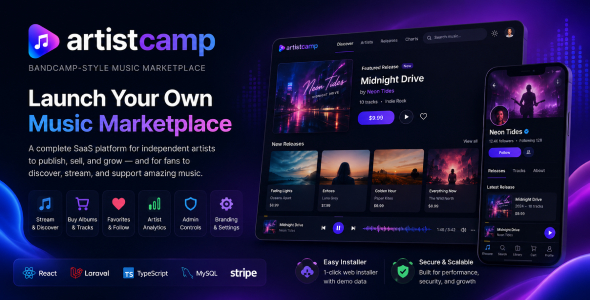 Artistcamp - Bandcamp-Style SaaS Music Marketplace Artistcamp - Bandcamp-Style SaaS Music Marketplace