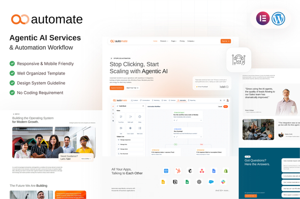 Automate - Agentic AI Automation Workflow Elementor Template Kit