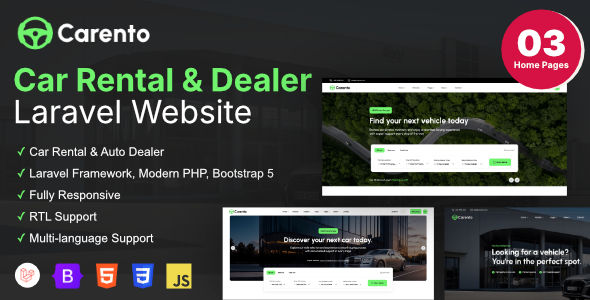 Carento - Car Rental Booking Laravel System Carento - Car Rental Booking Laravel System