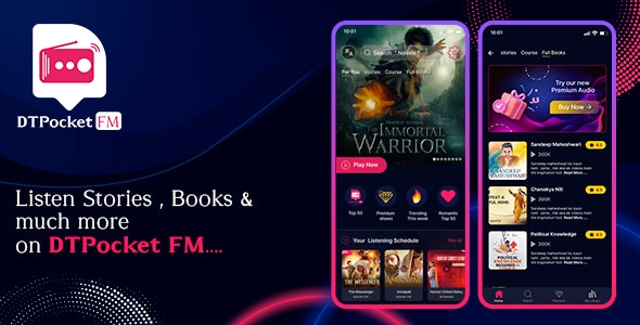 DTPocketFM – Flutter Podcast, Audiobook, Novel Threads App (Android | iOS | Web) + Admin Panel