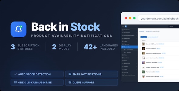 Ecommerce Back in Stock - Product Availability Notifications for Botble E-commerce Ecommerce Back in Stock - Product Availability Notifications for Botble E-commerce
