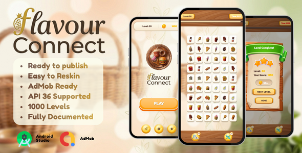 Flavour Connect | Android Food Matching Puzzle Game - AdMob Publish Ready