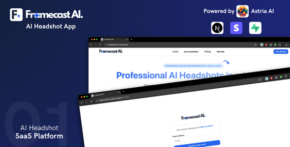 Framecast AI - AI Headshot Generator, Avatar Maker, Image Generator SaaS System Framecast AI - AI Headshot Generator, Avatar Maker, Image Generator SaaS System