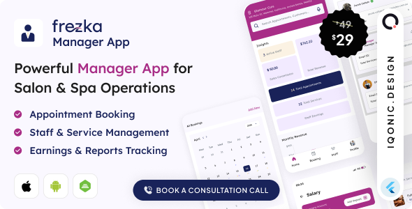 Frezka Manager - Spa Salon Management and Booking Flutter Add-on App