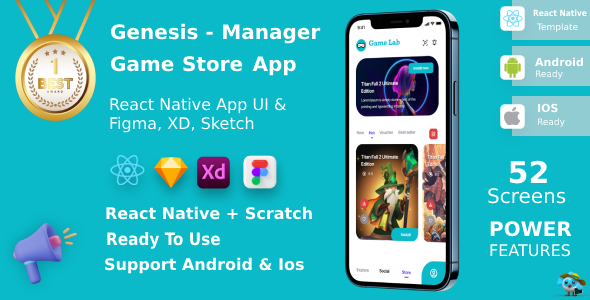 Game Store App ANDROID + IOS + FIGMA + XD + Sketch | UI Kit | React Native | Genesis Game Store App ANDROID + IOS + FIGMA + XD + Sketch | UI Kit | React Native | Genesis