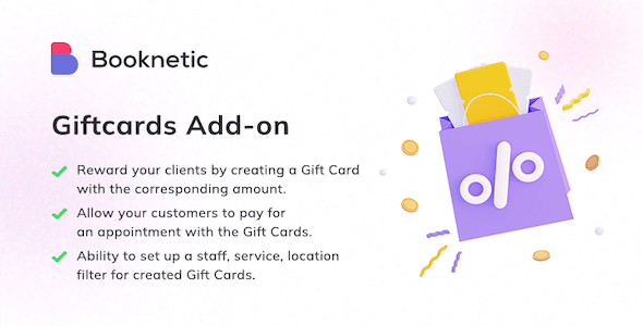 Giftcards add-on for Booknetic – WordPress Booking Plugin for Appointment Scheduling Giftcards add-on for Booknetic – WordPress Booking Plugin for Appointment Scheduling