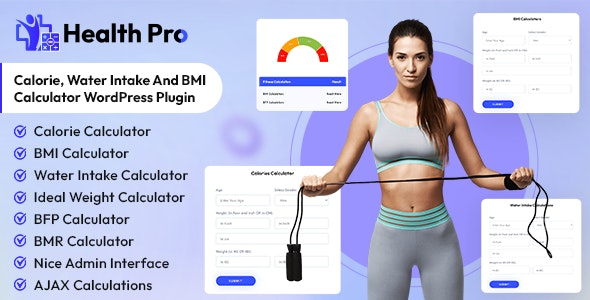 Health Pro - Calorie, Water Intake and BMI Calculator WordPress Plugin 1.0.2 Health Pro - Calorie, Water Intake and BMI Calculator WordPress Plugin 1.0.2