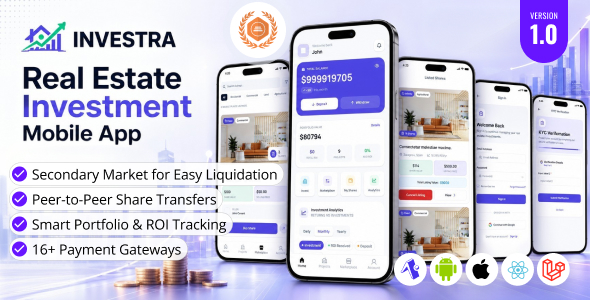Investra - Real estate Investment Mobile React Native App Investra - Real estate Investment Mobile React Native App