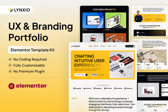 Lynxio - UX Branding Portfolio Elementor Template Kit Lynxio - UX Branding Portfolio Elementor Template Kit