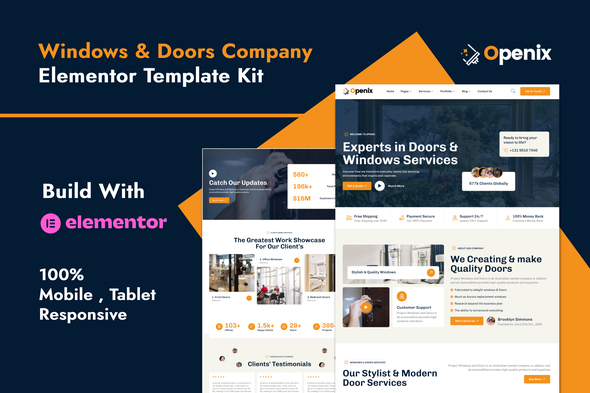 Openix - Windows Doors Company Elementor Template Kit