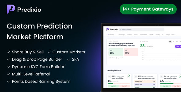 Predixio - Prediction Market Platform with Ranking and Referral System Predixio - Prediction Market Platform with Ranking and Referral System