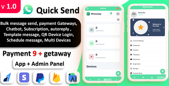 QuickSender - Whatsapp ChatBot Auto Reply | WhatsApp Bulk sender | Multi Payment gateway (SAAS) QuickSender - Whatsapp ChatBot Auto Reply | WhatsApp Bulk sender | Multi Payment gateway (SAAS)