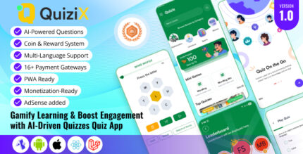 QuiziX – AI Quiz Trivia Game | React Native Mobile App (Requires QuiziX Platform)