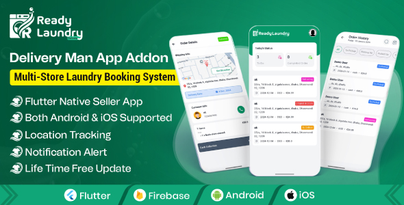 ReadyLaundry Delivery Man App | Rider App | Delivery App Addon ReadyLaundry Delivery Man App | Rider App | Delivery App Addon