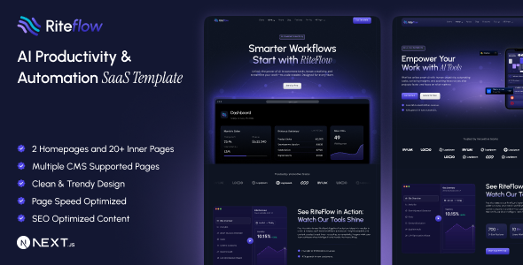 Riteflow - SaaS AI Startup Next.js Template Riteflow - SaaS AI Startup Next.js Template