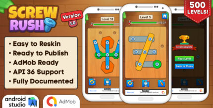 Screw Rush - Puzzle Game Android Studio Project with AdMob Ads + Ready to Publish