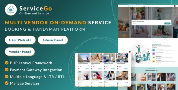 ServiceGo - Multi Vendor On-Demand Service Handyman Booking Marketplace ServiceGo - Multi Vendor On-Demand Service Handyman Booking Marketplace