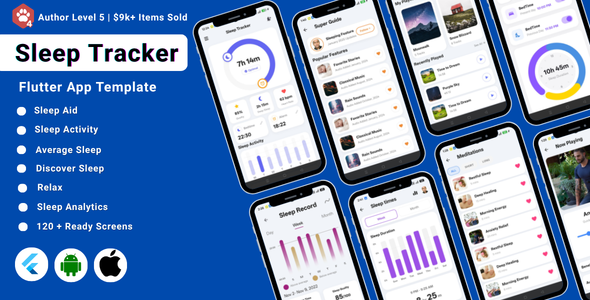 Sleep Tracker Flutter App UI Kit | Sleep Analysis Wellness Sleep Tracker Flutter App UI Kit | Sleep Analysis Wellness