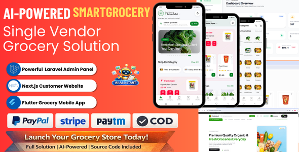 SmartGrocery SaaS - AI-Powered Premium Grocery Solution (Laravel + Next.js + Flutter) SmartGrocery SaaS - AI-Powered Premium Grocery Solution (Laravel + Next.js + Flutter)