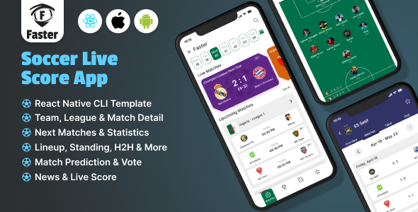 Soccer Live Scores App | React Native Mobile App Template | Teams, Scores, Matches, Stats, News. Soccer Live Scores App | React Native Mobile App Template | Teams, Scores, Matches, Stats, News.