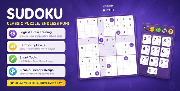 Soo Dokoo - HTML5 Sudoku Game | React, TypeScript Soo Dokoo - HTML5 Sudoku Game | React, TypeScript