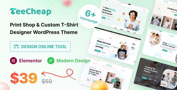 TeeCheap - Print Shop Customize T-shirt Design Online WordPress theme
