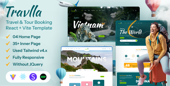 Travlla - Travel Tour Booking React Vite Tailwind Template Travlla - Travel Tour Booking React Vite Tailwind Template