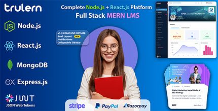 TruLern - React Node.js MERN LMS with Online Course Builder eCommerce