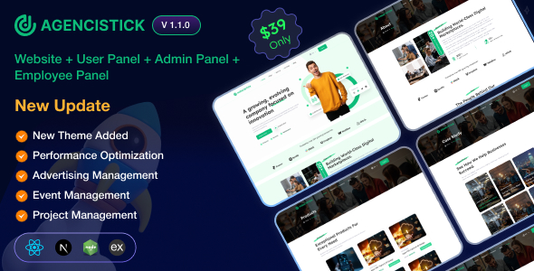 Agencistick - A complete Versatile Portfolio Agency Website | User | Employee | Admin Panel (MERN)