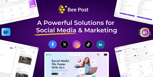 BeePost - AI Social Media Management Content Creation SaaS with Subscription System