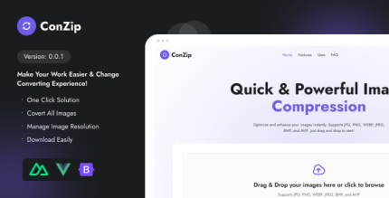 ConZip – Nuxt Js Fast and Easy JPG, PNG, WebP, JPEG Image Compression Conversion