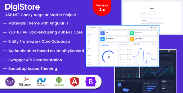 DigiStore .NET Core/ Angular startup project bundle with IoT E-Commerce dashboards DigiStore .NET Core/ Angular startup project bundle with IoT E-Commerce dashboards