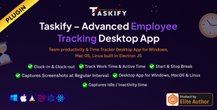 Employee Monitoring - Work, Active, Idle, Break Time Screenshots - Desktop App Plugin for Taskify