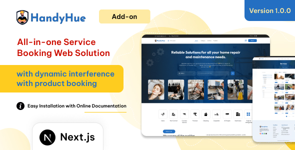 Handyhue – On-Demand Service Booking Website | Multi-Vendor Responsive Platform (Next.js)