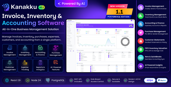Kanakku — Invoice, Inventory Accounting Software, built on React + Node.js (AI Powered) Kanakku — Invoice, Inventory Accounting Software, built on React + Node.js (AI Powered)