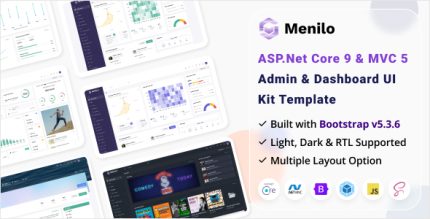 Menilo - ASP.Net Core MVC Admin Dashboard UI Template