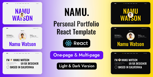 Namu - Personal Portfolio React Template Namu - Personal Portfolio React Template