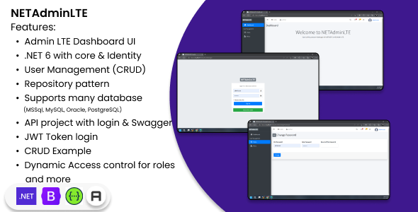 .NET 6 MVC with AdminLTE API Starter Kit + Authentication, User Management
